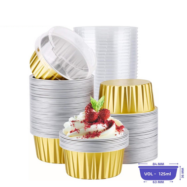 125ml - Aluminium Round Baking Cup with Lid - Pack of 100