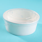 White Flat Paper Bowl with Transparent PET Lid - Pack of 100
