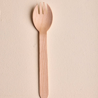 140mm Wooden Spork - Pack of 100