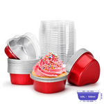 100ml - Aluminium Heart shaped Baking Cup with Lid - Pack of 100