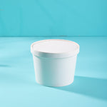 White Flat Paper Bowl with Lid - Pack of 100