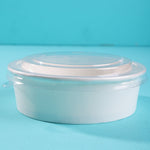 White Flat Paper Bowl with Transparent PET Lid - Pack of 100